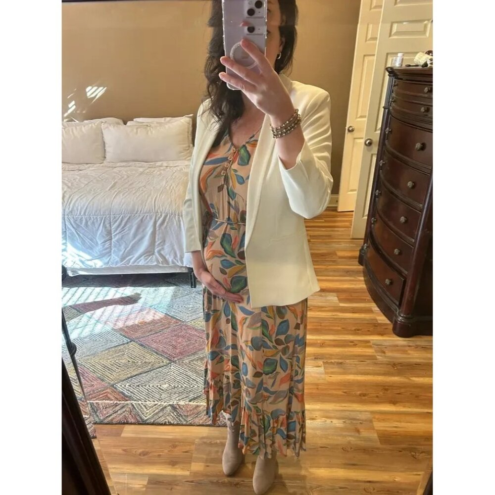 Rachel Pally Crepe Joline Orange Floral Maternity Dress Size S - Picture 5 of 15